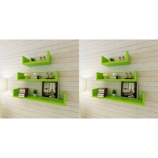 Berkfield Wall Shelves 6 pcs Green