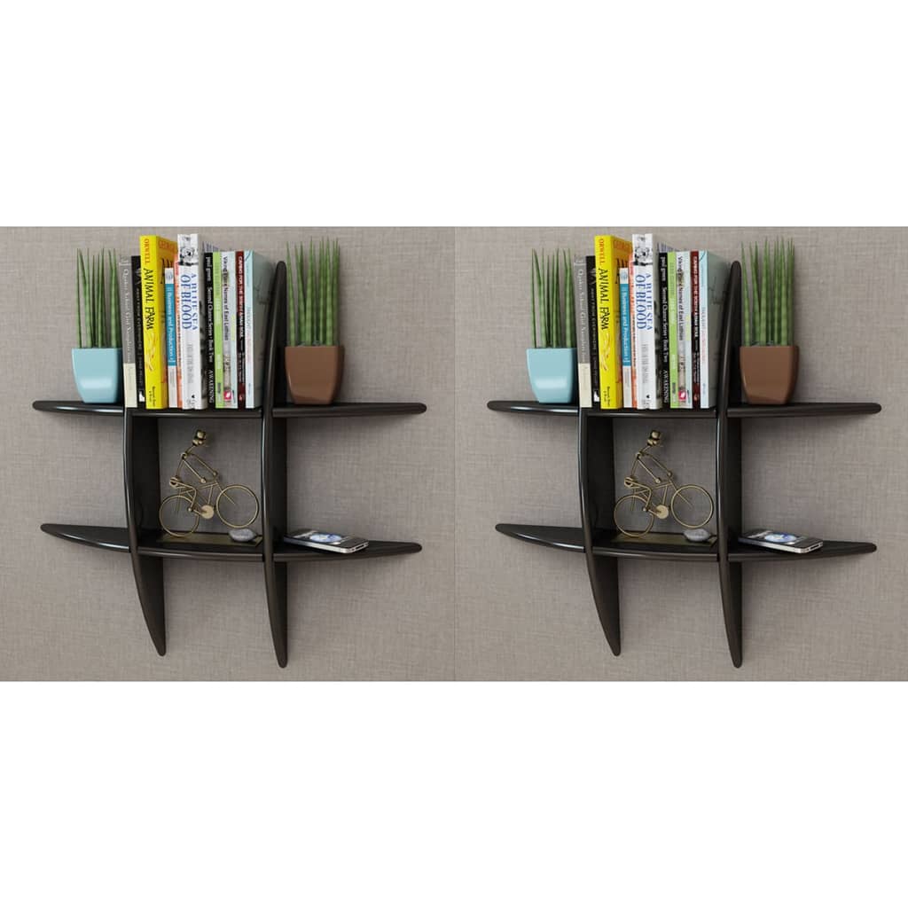 Berkfield Wall Shelves 2 pcs Black