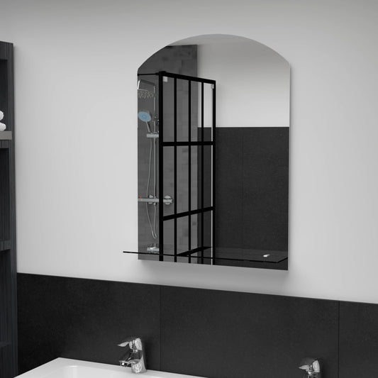 Berkfield Wall Mirror with Shelf 50x70 cm Tempered Glass