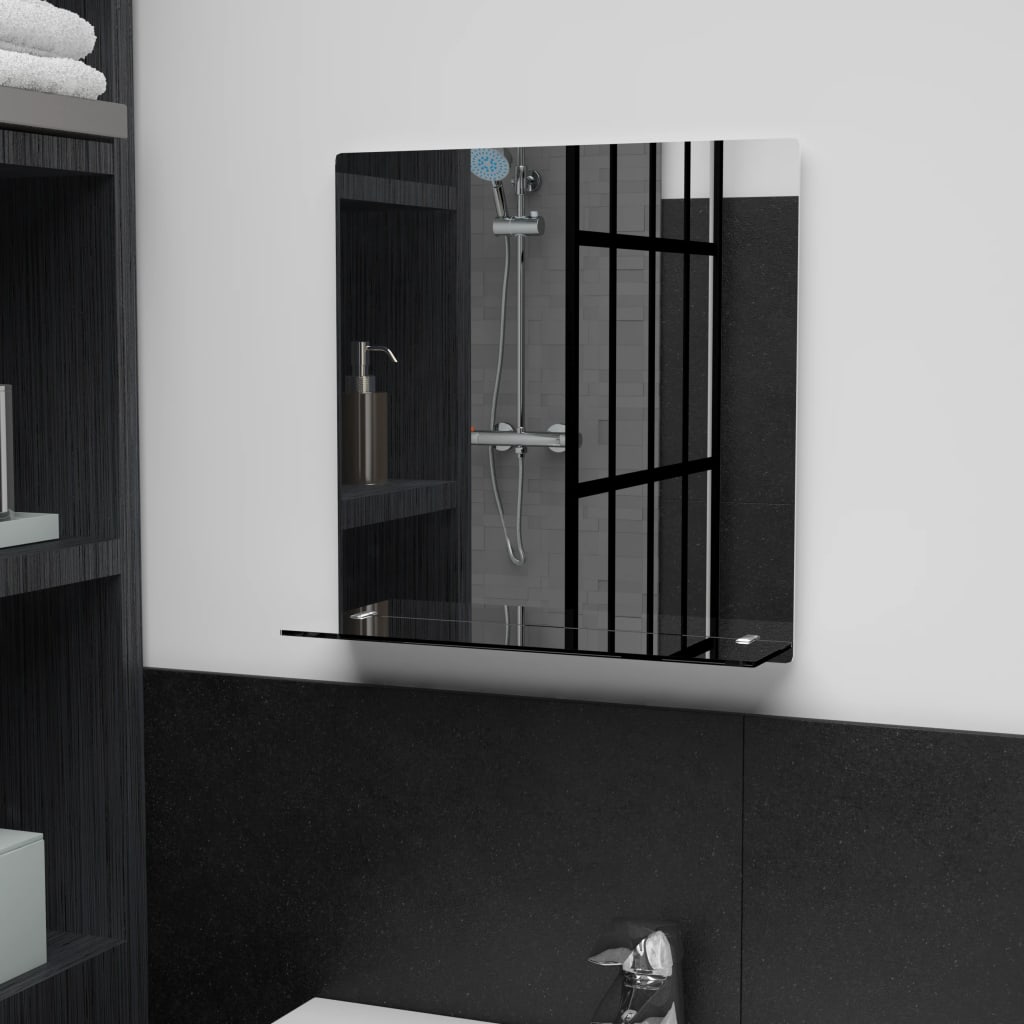 Berkfield Wall Mirror with Shelf 40x40 cm Tempered Glass