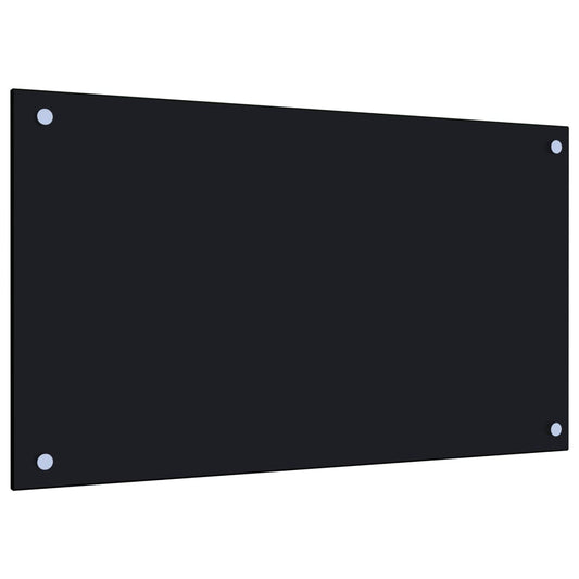 Berkfield Kitchen Backsplash Black 70x40 cm Tempered Glass