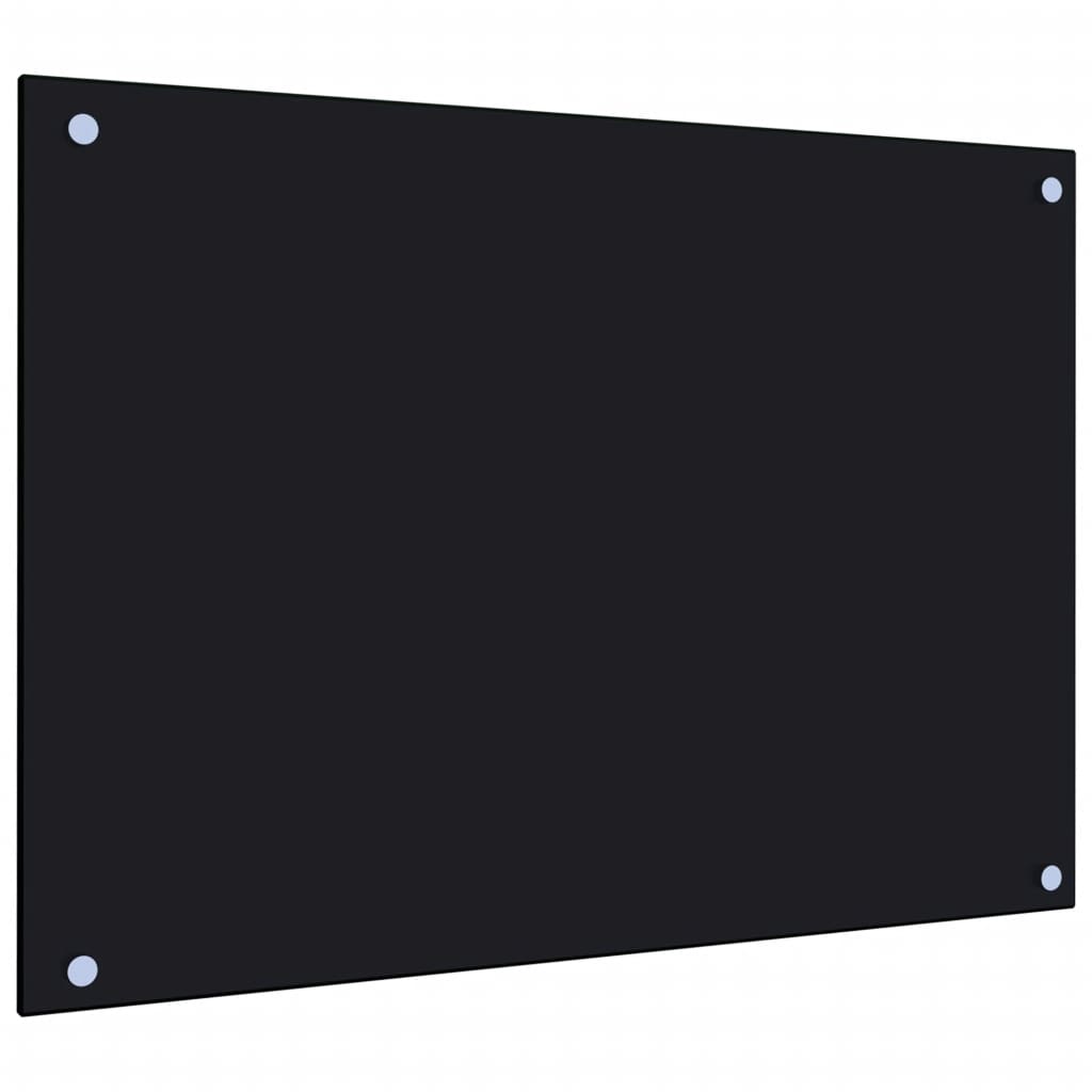 Berkfield Kitchen Backsplash Black 70x50 cm Tempered Glass