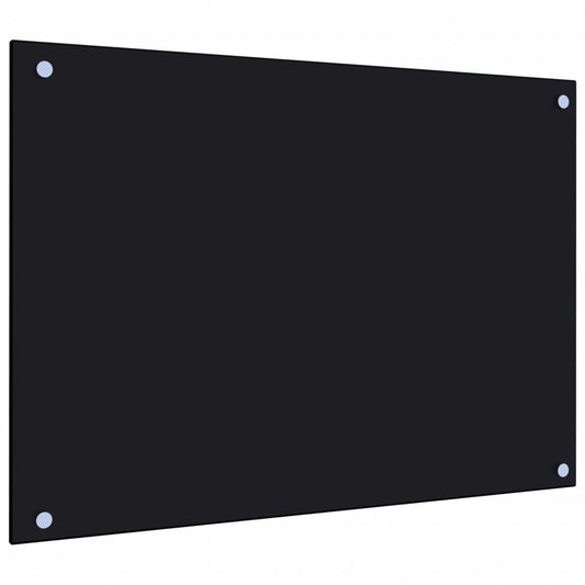 Berkfield Kitchen Backsplash Black 70x50 cm Tempered Glass