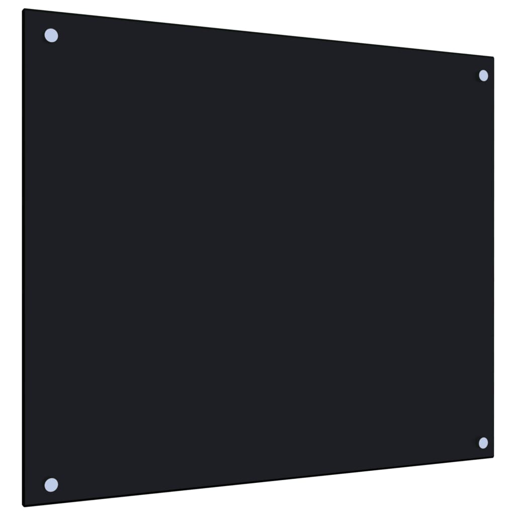 Berkfield Kitchen Backsplash Black 70x60 cm Tempered Glass