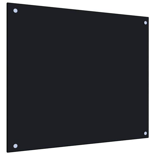 Berkfield Kitchen Backsplash Black 70x60 cm Tempered Glass