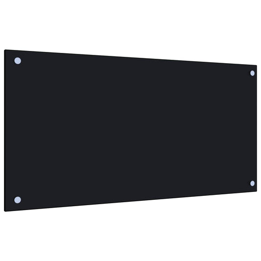 Berkfield Kitchen Backsplash Black 80x40 cm Tempered Glass