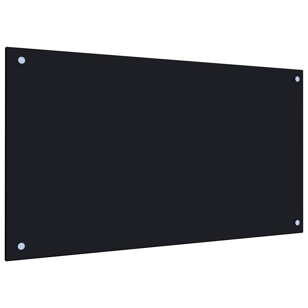 Berkfield Kitchen Backsplash Black 90x50 cm Tempered Glass