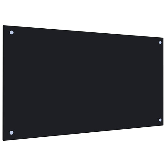 Berkfield Kitchen Backsplash Black 90x50 cm Tempered Glass