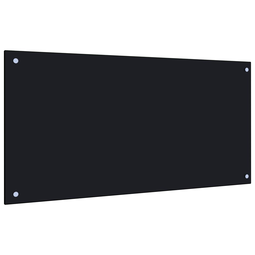 Berkfield Kitchen Backsplash Black 100x50 cm Tempered Glass