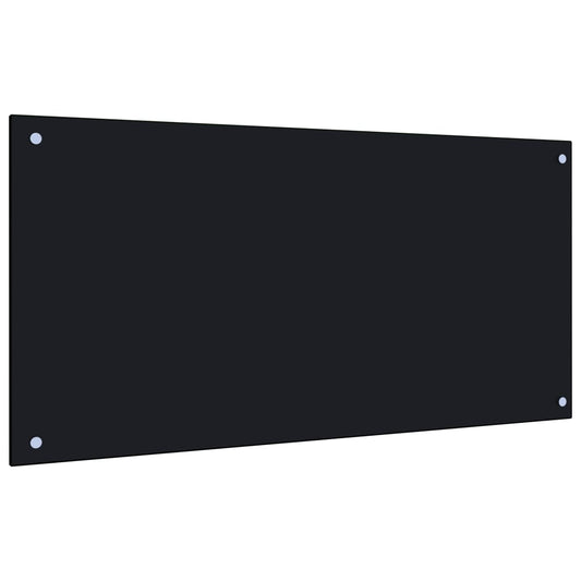 Berkfield Kitchen Backsplash Black 100x50 cm Tempered Glass