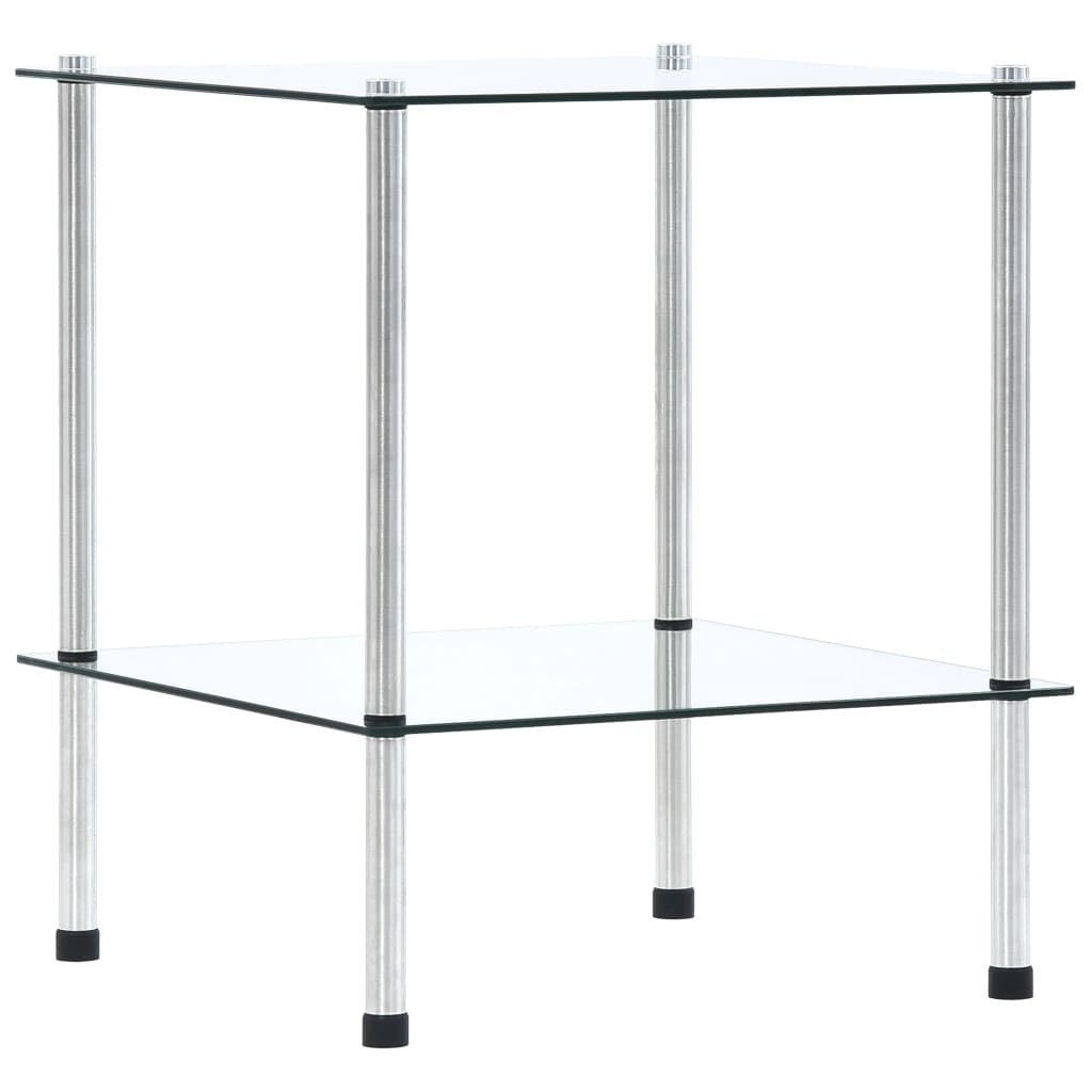 Berkfield 2-Tier Shelf Transparent 40x40x47 cm Tempered Glass