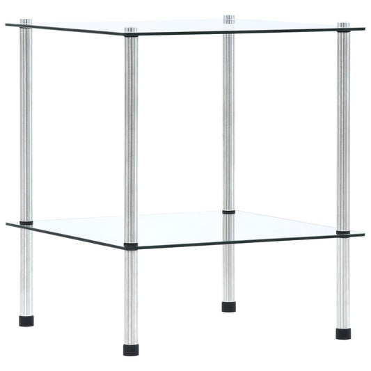 Berkfield 2-Tier Shelf Transparent 40x40x47 cm Tempered Glass