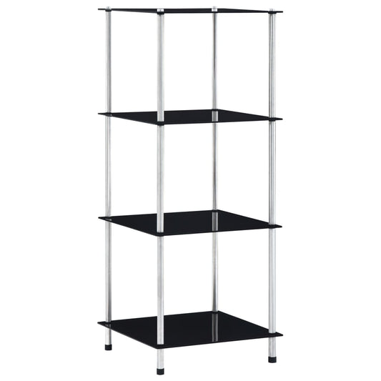 Berkfield 4-Tier Shelf Black 40x40x100 cm Tempered Glass