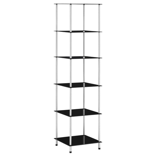 Berkfield 6-Tier Shelf Black 40x40x160 cm Tempered Glass