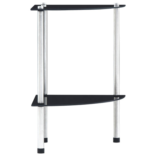 Berkfield 2-Tier Shelf Black 30x30x47 cm Tempered Glass