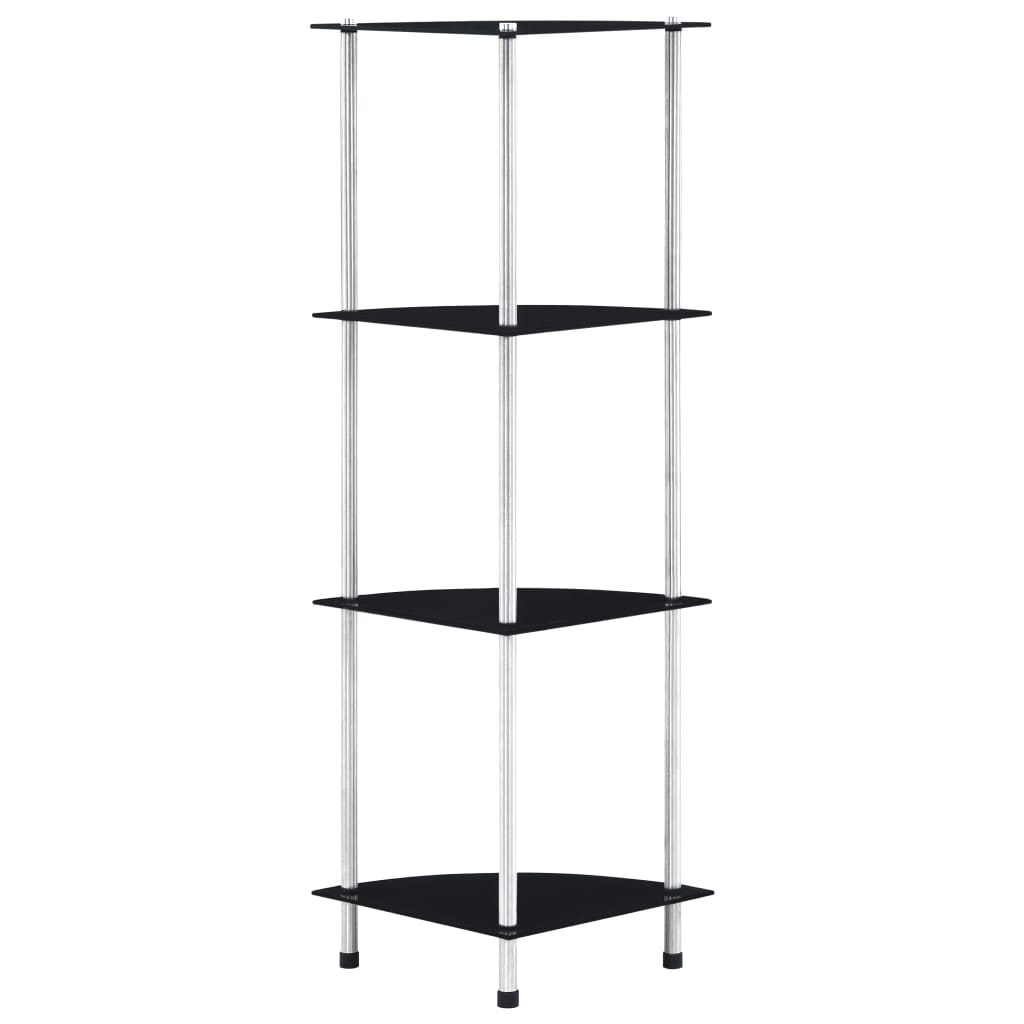Berkfield 4-Tier Shelf Black 30x30x100 cm Tempered Glass