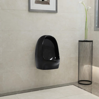 Berkfield Wall Hung Urinal with Flush Valve Ceramic Black