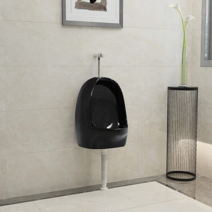 Berkfield Wall Hung Urinal with Flush Valve Ceramic Black