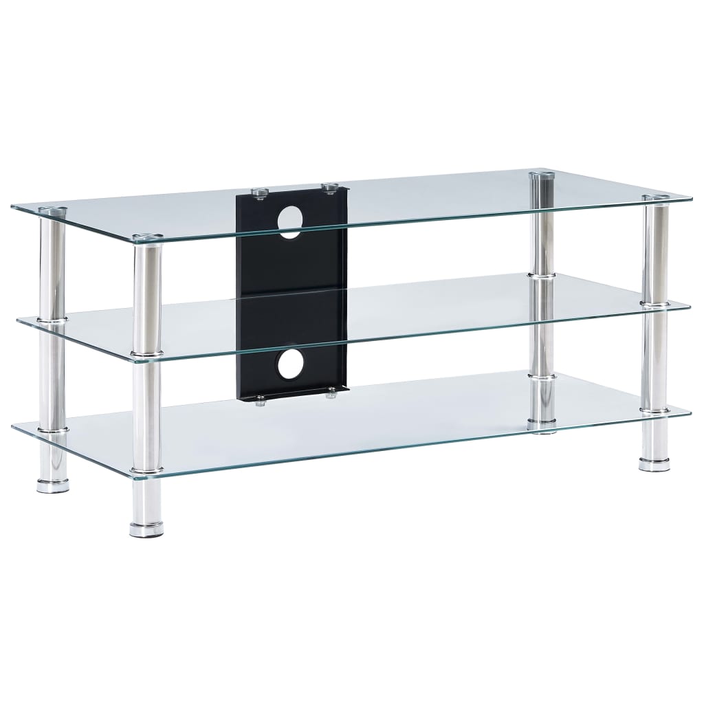 Berkfield TV Stand Transparent 90x40x40 cm Tempered Glass