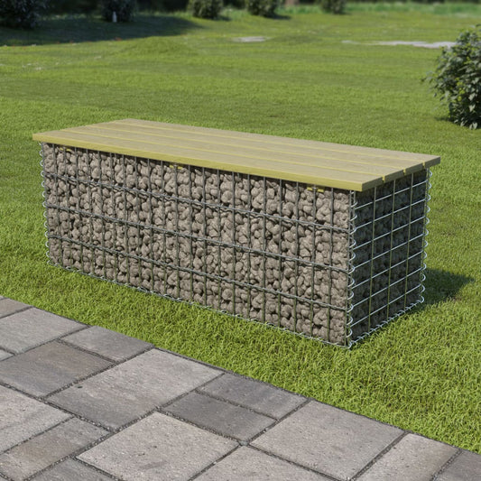 Berkfield Gabion Bench 120 cm Galvanised Steel and Pinewood