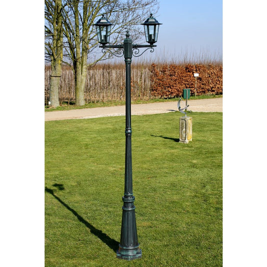 Berkfield Garden Light Post 2-arms 215 cm Dark Green/Black Aluminium