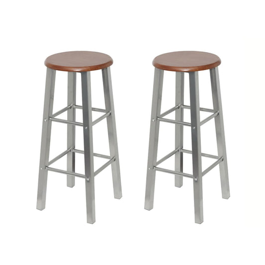 Berkfield Bar Stools 2 pcs Metal with MDF Seat