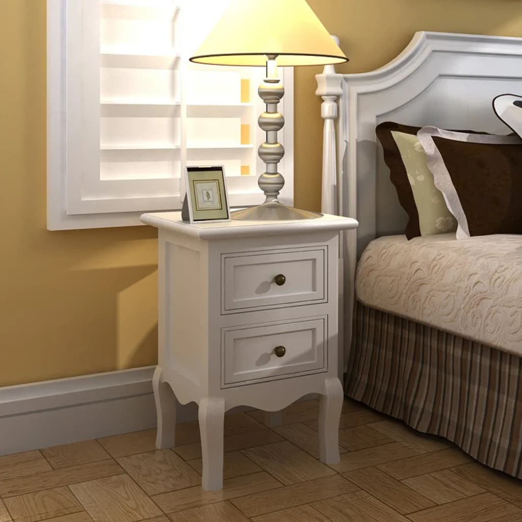 Berkfield Nightstands 2 pcs with 2 Drawers MDF White