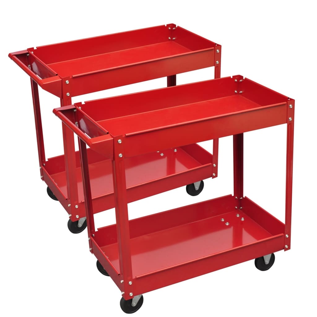 Berkfield 2 x Workshop Tool Trolley 100 kg 2 Shelves