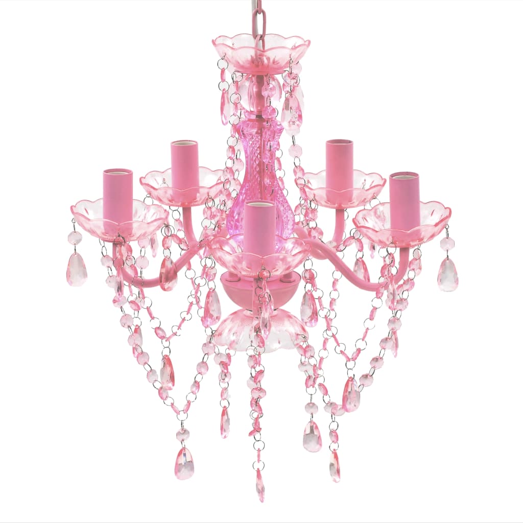 Berkfield Crystal Light 5 Bulbs Pink
