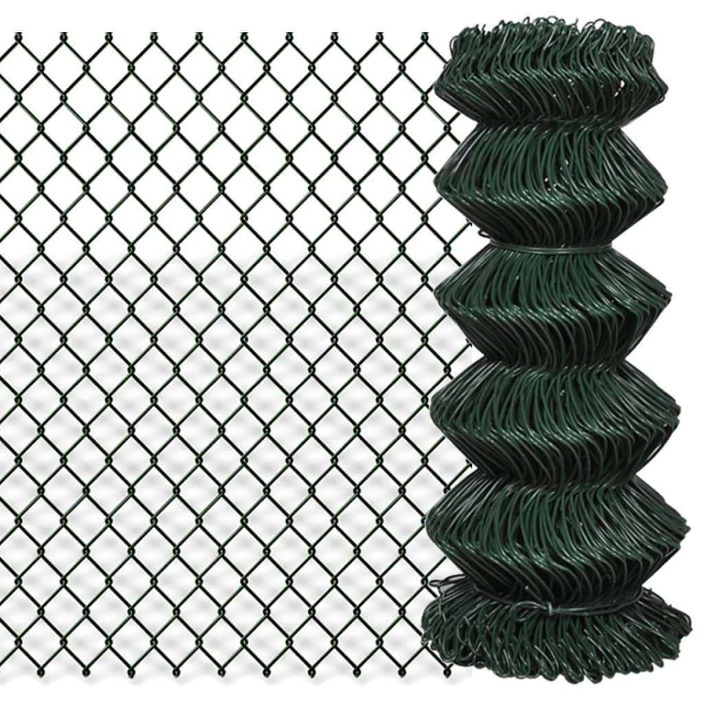 Berkfield Chain Link Fence Steel 0,8x15 m Green