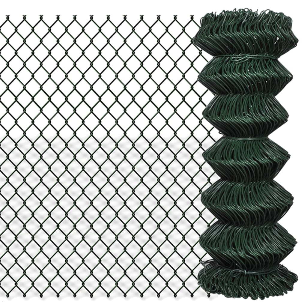 Berkfield Chain Link Fence Steel 1x15 m Green