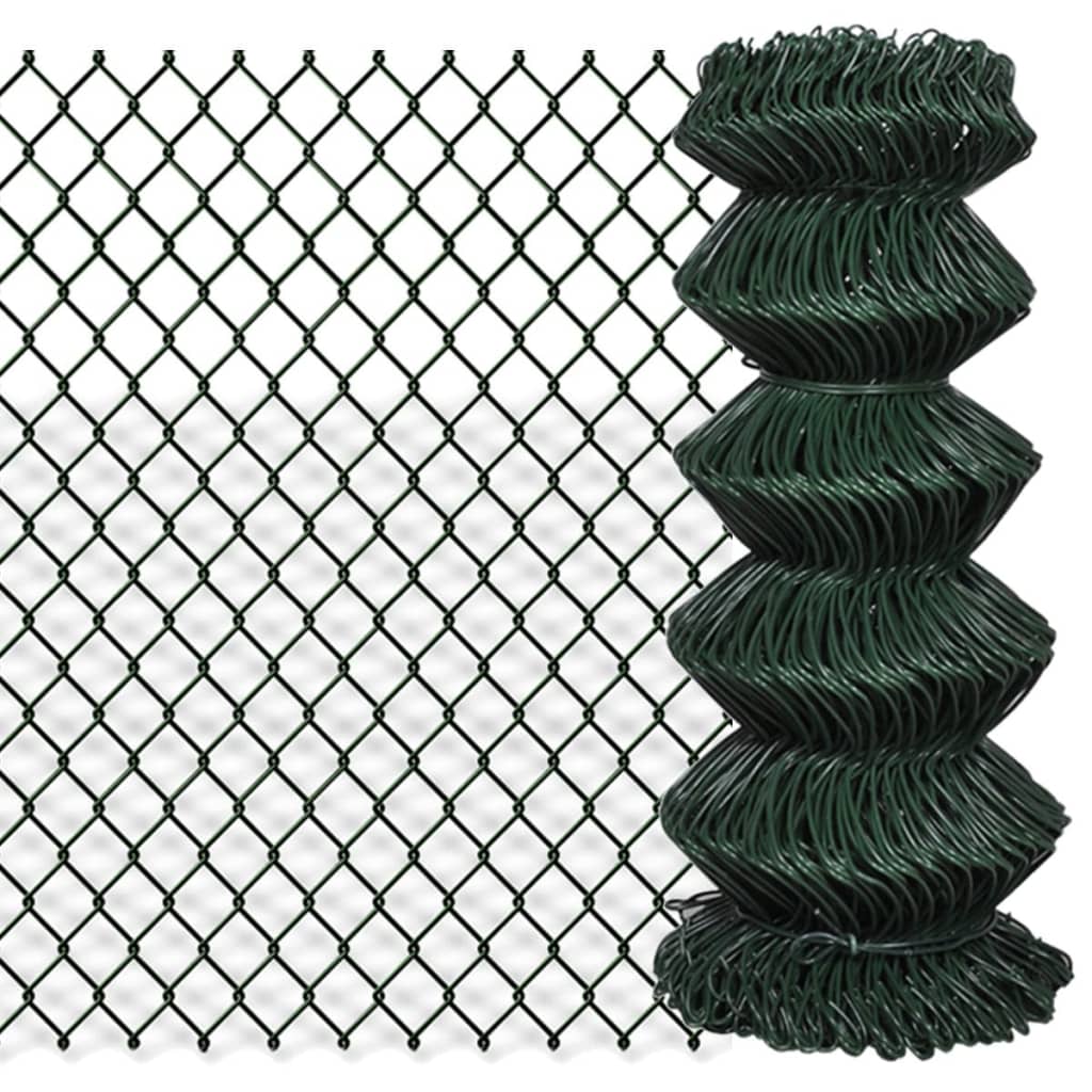 Berkfield Chain Link Fence Steel 0,8x25 m Green