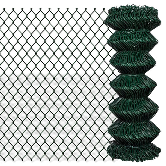 Berkfield Chain Link Fence Steel 1x25 m Green