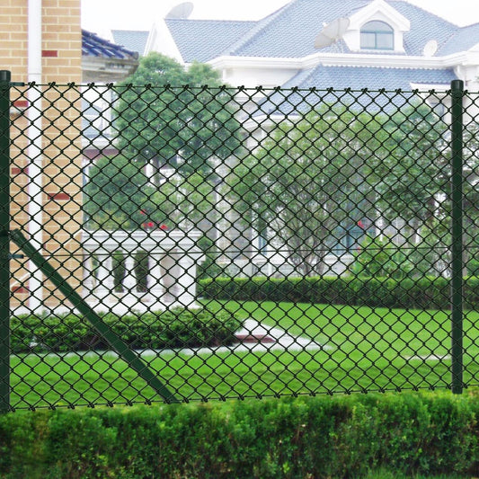 Berkfield Chain Link Fence with Posts Steel 0,8x25 m Green