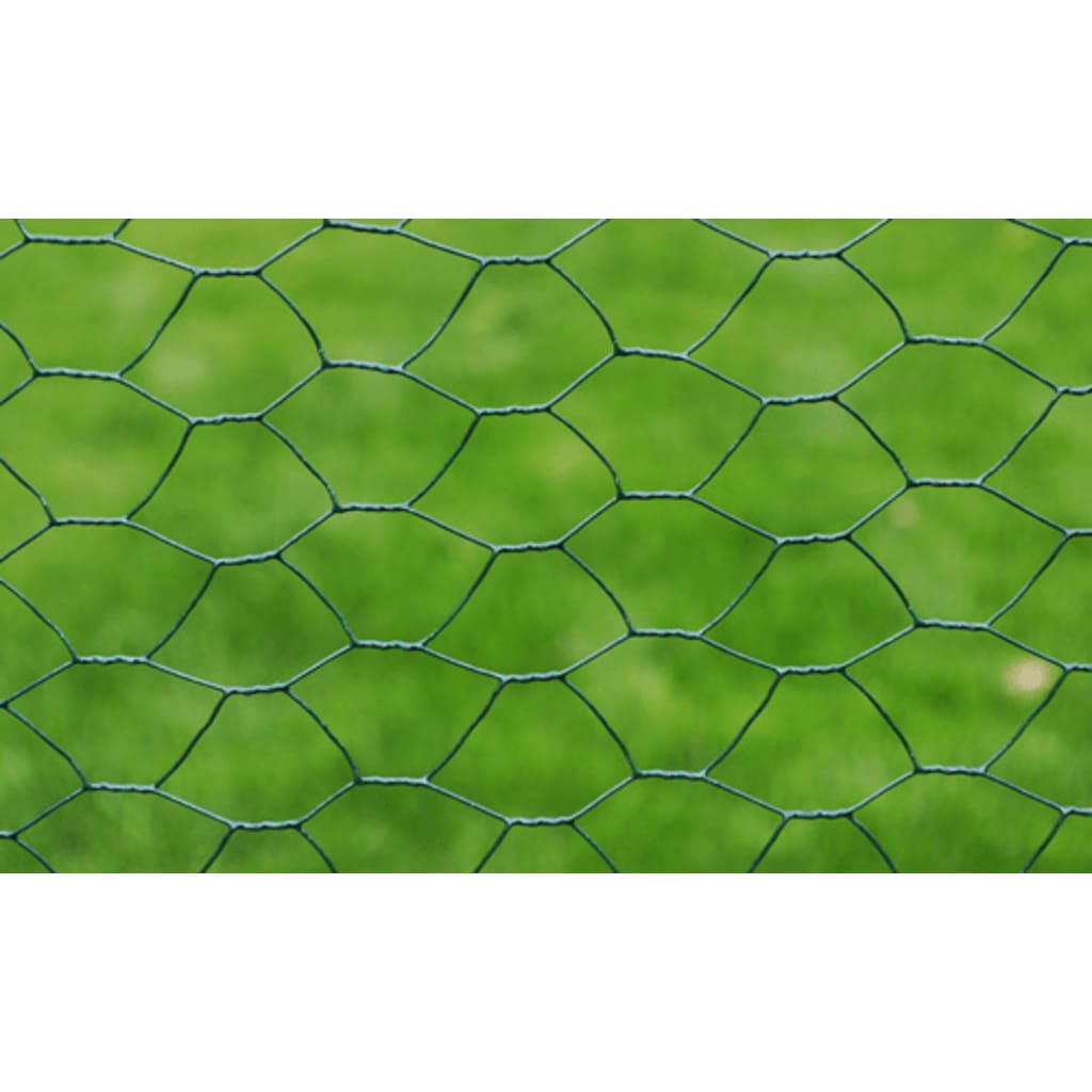 Berkfield Chicken Wire Fence Galvanised with PVC Coating 25x0.5 m Green