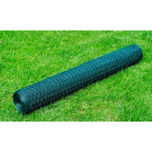 Berkfield Chicken Wire Fence Galvanised with PVC Coating 25x0.75 m Green