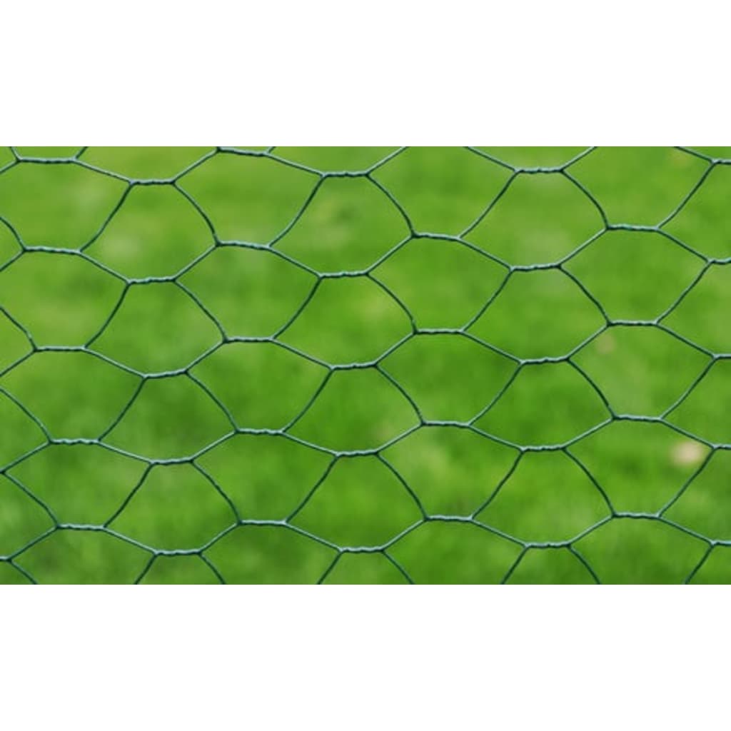 Berkfield Chicken Wire Fence Galvanised with PVC Coating 25x0.75 m Green