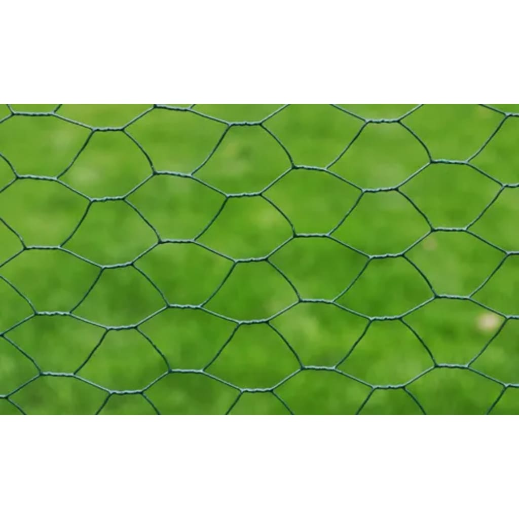 Berkfield Chicken Wire Fence Galvanised with PVC Coating 25x1 m Green