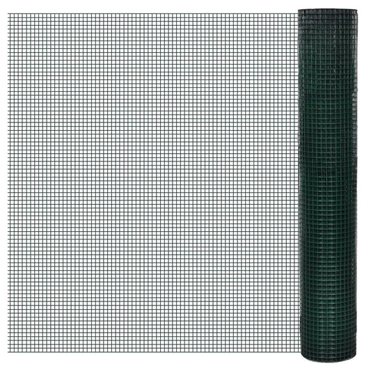 Berkfield Chicken Wire Fence Galvanised with PVC Coating 10x1 m Green