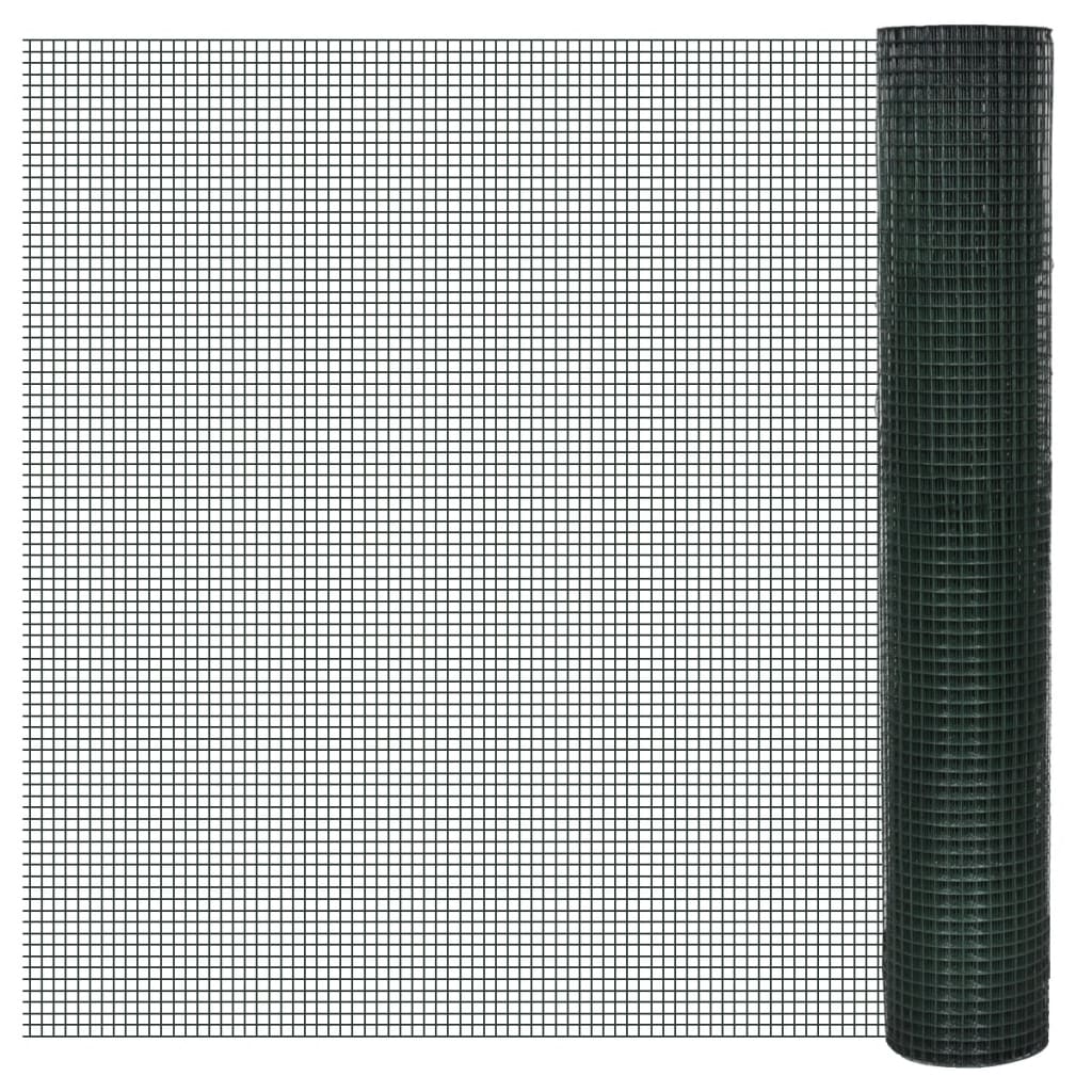Berkfield Chicken Wire Fence Galvanised with PVC Coating 10x1 m Green