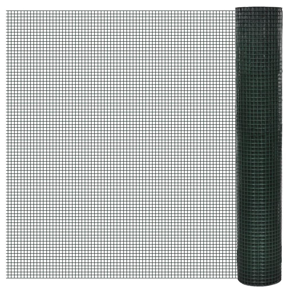 Berkfield Chicken Wire Fence Galvanised with PVC Coating 10x1 m Green
