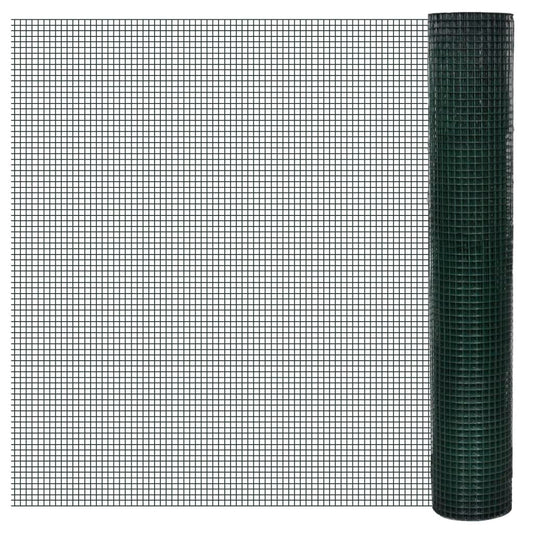 Berkfield Chicken Wire Fence Galvanised with PVC Coating 25x1 m Green