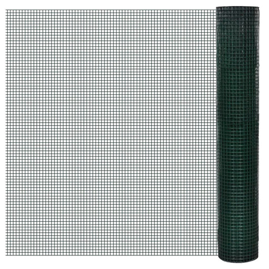 Berkfield Chicken Wire Fence Galvanised with PVC Coating 25x1 m Green