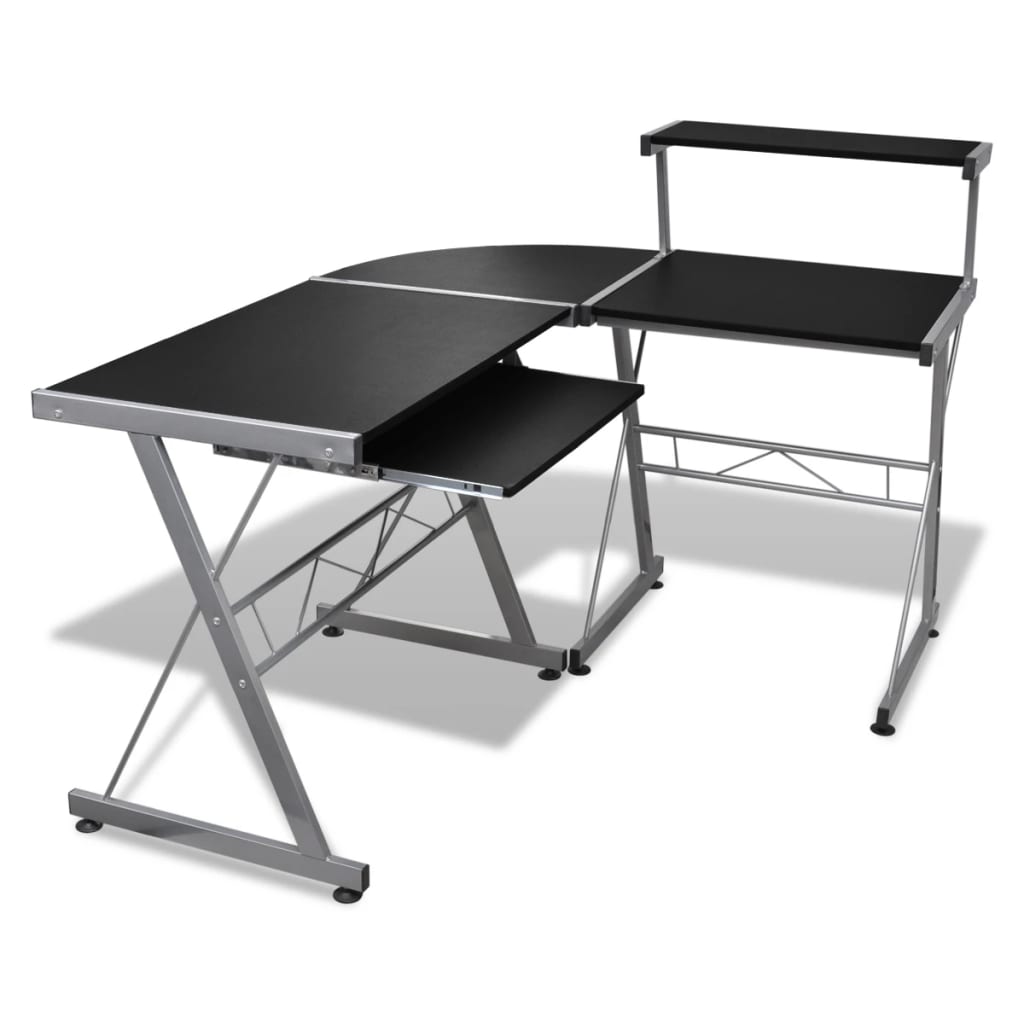Berkfield Computer Desk with Pull-out Keyboard Tray L-shaped Black