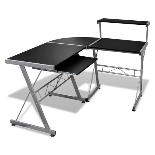 Berkfield Computer Desk with Pull-out Keyboard Tray L-shaped Black
