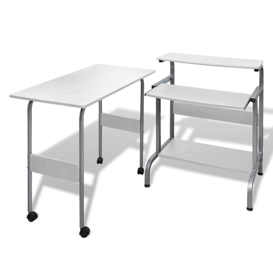 Berkfield 2 Piece Computer Desk with Pull-out Keyboard Tray White