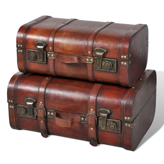 Berkfield Wooden Treasure Chest 2 pcs Vintage Brown