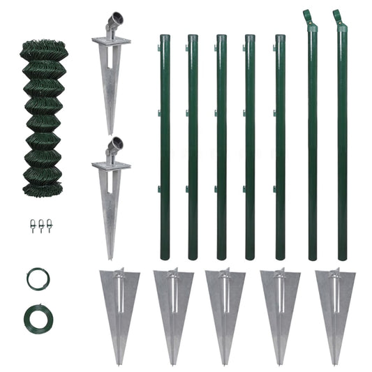 Berkfield Chain Link Fence with Posts Spike Steel 0,8x15 m