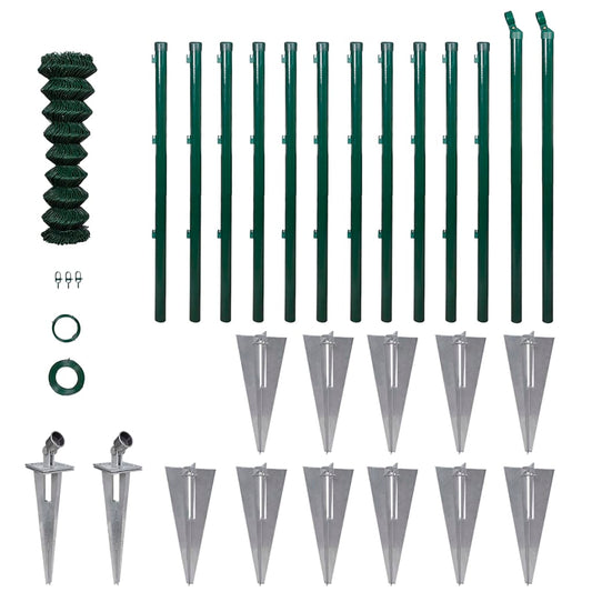 Berkfield Chain Link Fence with Posts Spike Steel 1,5x25 m