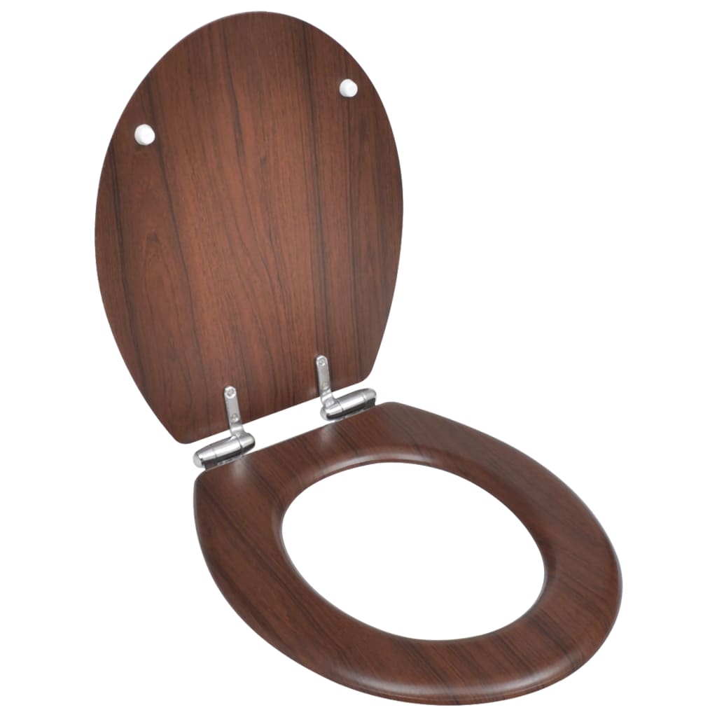 Berkfield WC Toilet Seat MDF Soft Close Lid Simple Design Brown